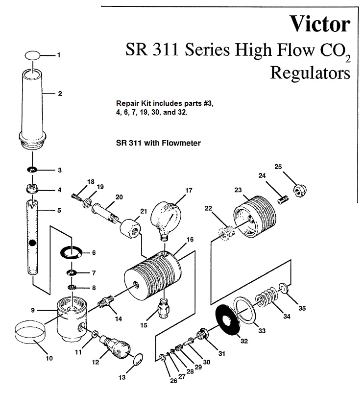 07900118 SR311 Repair kit Regulator and Torch Exchange, Inc.