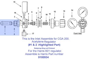 Harris 601 CGA200 Inlet Assembly - Image 2